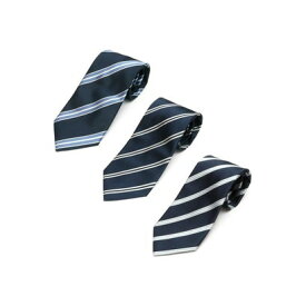 トーキョーシャツ TOKYO SHIRTS ベーシックネクタイ 3本セット 選べる3種類柄 【無地・ストライプ・小紋】 （ネイビーストライプ22）