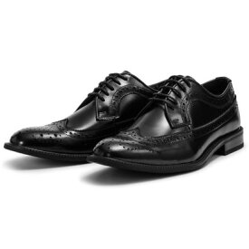 ギオネ GUIONNET ビジネスシューズ メンズ 日本製 ビジネス ストレートチップ ウイングチップ 革靴 紳士靴 レザー ドレスシューズ 靴 大きいサイズ カジュアル （ウィングチップ(NOIR)）
