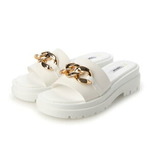 アタガール attagirl 厚底チェーンモチーフミュールサンダル (ホワイトスムース)