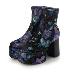 ヨースケ YOSUKE 厚底ショートブーツ (ブラックパープル)