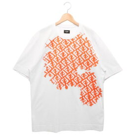 フェンディ FENDI Tシャツ トップス FFロゴ ホワイト オレンジ メンズ FENDI FY0936 AN25 F1K0X （WHITE）