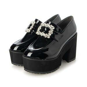 アタガール attagirl 厚底ビジューバックルローファー (ブラックエナメル)