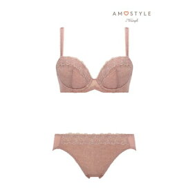 アモスタイル ハ?イ トリンフ? AMOSTYLE BY Triumph 夢みるブラ ライト ブラ＆ショーツセット ラインフラワーズ 1381 E-Fカップ 【返品不可商品】 （ピンク）