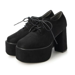 アタガール attagirl 厚底スクエアトゥレースアップシューズ (ブラックスエード)