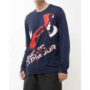 アンダーアーマー UNDER ARMOUR メンズ 長袖機能Tシャツ UAテック エクストララージ ロゴ ロングスリーブシャツ 1381357 (Midnight Navy)