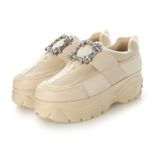 アタガール attagirl 厚底ビジューバックルスニーカー (ベージュスムース)