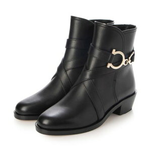 Tog[tFK Salvatore Ferragamo Shadi Gancini Leather Booties iBLACKj