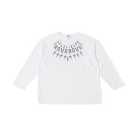 ナバナバ NAVANAVA イナズマプリント 長袖Tシャツクルーネック （ホワイト）