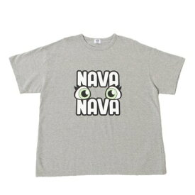 ナバナバ NAVANAVA NAVANAVAロゴ 半袖Tシャツクルーネック （グレー/グリーン）