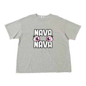 ナバナバ NAVANAVA NAVANAVAロゴ 半袖Tシャツクルーネック （グレー/ピンク）