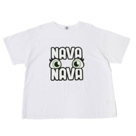 ナバナバ NAVANAVA NAVANAVAロゴ 半袖Tシャツクルーネック （ホワイト/グリーン）