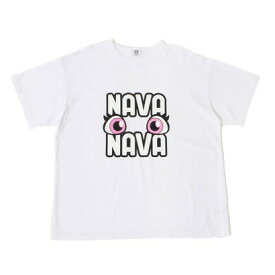 ナバナバ NAVANAVA NAVANAVAロゴ 半袖Tシャツクルーネック （ホワイト/ピンク）