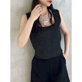 スクエアネックビスチェknit TOP BLK