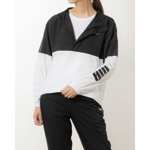 プーマ PUMA レディース ウインドフルジップ PUMA POWER カラーブロック ハーフジップ シ_撥水ハーフジップジャケット 678882 (PUMA BLACK-PUMA WHITE)