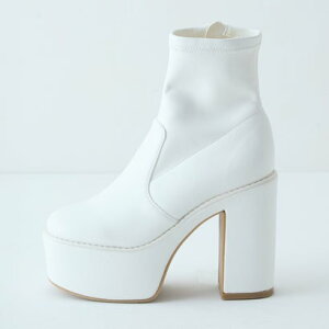 アタガール attagirl 13cmハイヒール 厚底 ストレッチ ショートブーツ (ホワイトスムース)