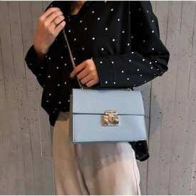 アンドカワイイ And Kawaii ショルダーバッグ 斜めがけ 軽い 2way チェーンバッグ クロスボディー 収納力 秋冬 韓国ファッション （ブルー）