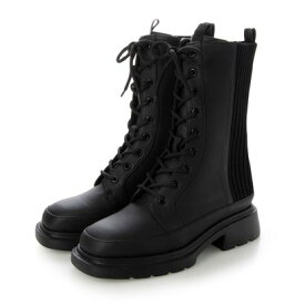 ナチュラルフレックス NATURAL FLEX Back-Knit Lace-Up Ankle Boots （BLACK）
