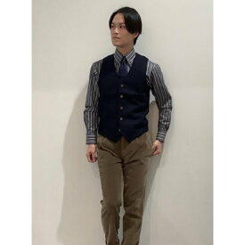 トーキョーシャツ TOKYO SHIRTS 前身布帛ニットジレ メンズ （ネイビー）