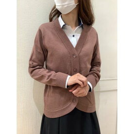 トーキョーシャツ TOKYO SHIRTS 裾丸Vネックニットカーディガン レディース （ブラウン）