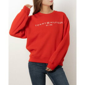 トミー ヒルフィガー TOMMY HILFIGER モダンベーシッククロップドロゴクルーネックスウェットシャツ （レッド）