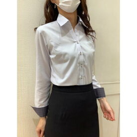 トーキョーシャツ TOKYO SHIRTS 形態安定 スキッパー衿 長袖 レディースシャツ （パープル）