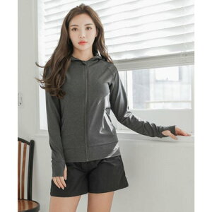 レースレディース Lace Ladies ラッシュガード付ボーダービキニ 水着4点セット (ダークグレー)