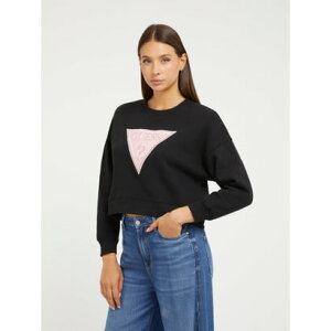�Q�X GUESS Lurex Triangle Logo Sweatshirt �iJBLK�j �g�b�v�X �X�E�F�b�g ���f�B�[�X