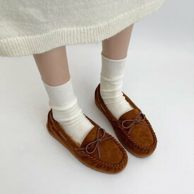 シューズインクローゼット Shoes in Closet -シュークロ- 軽量 厚めソール デイリー リボン モカシン 7641 （キャメル）