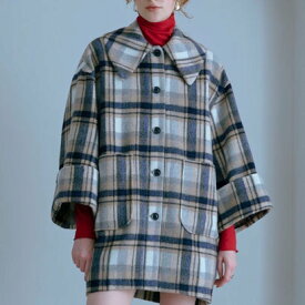 Wide Sleeve Check Coat