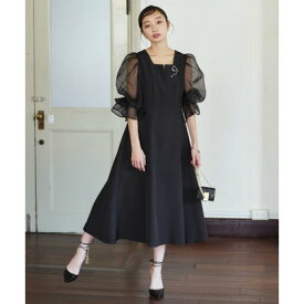 ルイルエブティック RUIRUE BOUTIQUE 【オケージョン対応】オーガンジースリーブ フレアワンピースドレス レディース ロング丈 長袖 フォーマルドレス 体型カバー パーティドレス パーティ オ