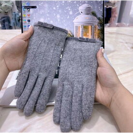 アンドカワイイ And Kawaii ニットグローブ タッチスクリーン対応スマホ手袋 指開き 暖かい 防寒 可愛い タッチパネル （グレー）