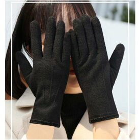 アンドカワイイ And Kawaii ニットグローブ タッチスクリーン対応スマホ手袋 指開き 暖かい 防寒 可愛い タッチパネル （ブラック）