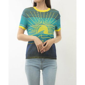デシグアル Desigual 波モチーフ ニットTシャツ （ブルー）