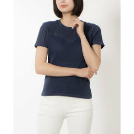デシグアル Desigual 透かし編み パッチワーク Tシャツ （ブルー）