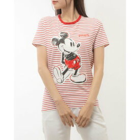デシグアル Desigual ミッキーマウス ストライプTシャツ （ピンク/レッド）