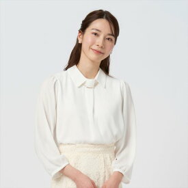 トーキョーシャツ TOKYO SHIRTS 衿付七分袖ブラウス （ホワイト）