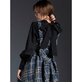 デュラス DURAS Back ribbon blouse （BLACK）