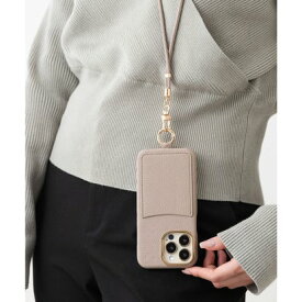 エモニーク emonique iPhone カード収納ポケット付き ショルダーストラップ PUレザースマホケース カバー （ベージュ）
