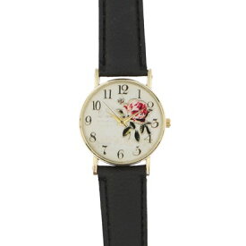 ヴァリアススタイル VARIOUS STYLE バラの花と蝶々が文字盤にデザインされたラグジュアリーウォッチ フラワーデザイン PUレザーベルト レディース腕時計 SPST052-BLK （BLK）