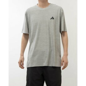 アディダス adidas メンズ 半袖機能Tシャツ トレイン エッセンシャルズ ストレッチ トレーニング 半袖Tシャツ IC7416 （ミディアムグレーヘザーソリッドグレー/ホワイト/ブラック）