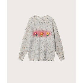 ラポミ プチ LA POMME petit Colored Dots Flower Pin Sweater カラードットフラワーセーター （Apricot）