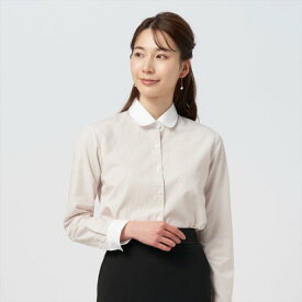 トーキョーシャツ TOKYO SHIRTS 【ECOVERO】 形態安定 ラウンド衿 長袖 レディースシャツ （ベージュ）