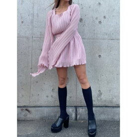 デュラス DURAS Pleated mini dress （PINK）