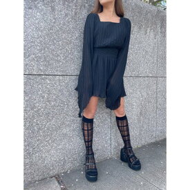 デュラス DURAS Pleated mini dress （BLACK）