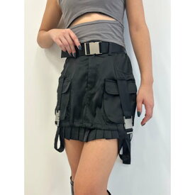 デュラス DURAS Satin mini skirt （BLACK）