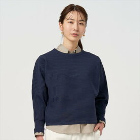 トーキョーシャツ TOKYO SHIRTS 横リブドルマン ニットプルオーバー セーター （ネイビー）