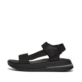 フィットフロップ fitflop SURFF TWO-TONE WEBBING/LEATHER BACK-STRAP SANDALS （Black）