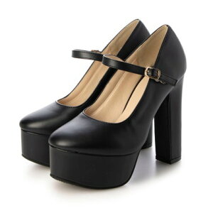 マフモフ Mafmof ElvisLuce(エルビスルーチェ)13.5cm厚底ストームヒールパンプス (ブラック・PU)