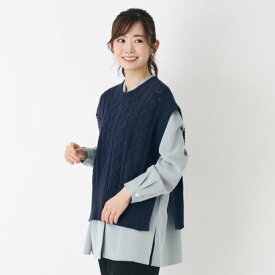 ローラ アシュレイ Laura Ashley 【メッシュ編み】ニットベスト （ブルー(092)）