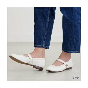 ZOCCU 柔らかく歩きやすい ストラップ使い レザー フラットシューズ (ML)